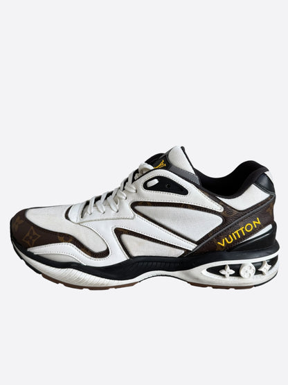 Louis Vuitton White & Brown Monogram LV Trail Sneakers
