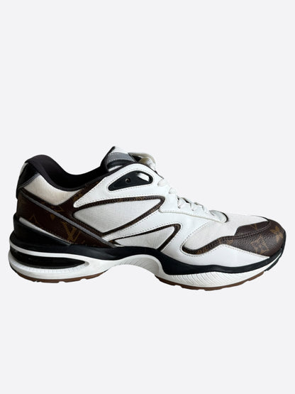 Louis Vuitton White & Brown Monogram LV Trail Sneakers