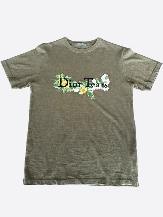 Dior Denim Tears Olive Floral Logo T-Shirt