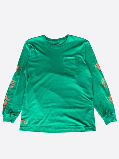 Chrome Hearts Green & Orange Miami Horseshoe Logo Longsleeve T-Shirt
