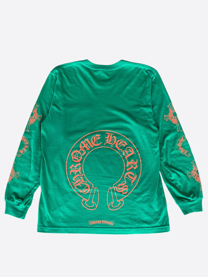 Chrome Hearts Green & Orange Miami Horseshoe Logo Longsleeve T-Shirt