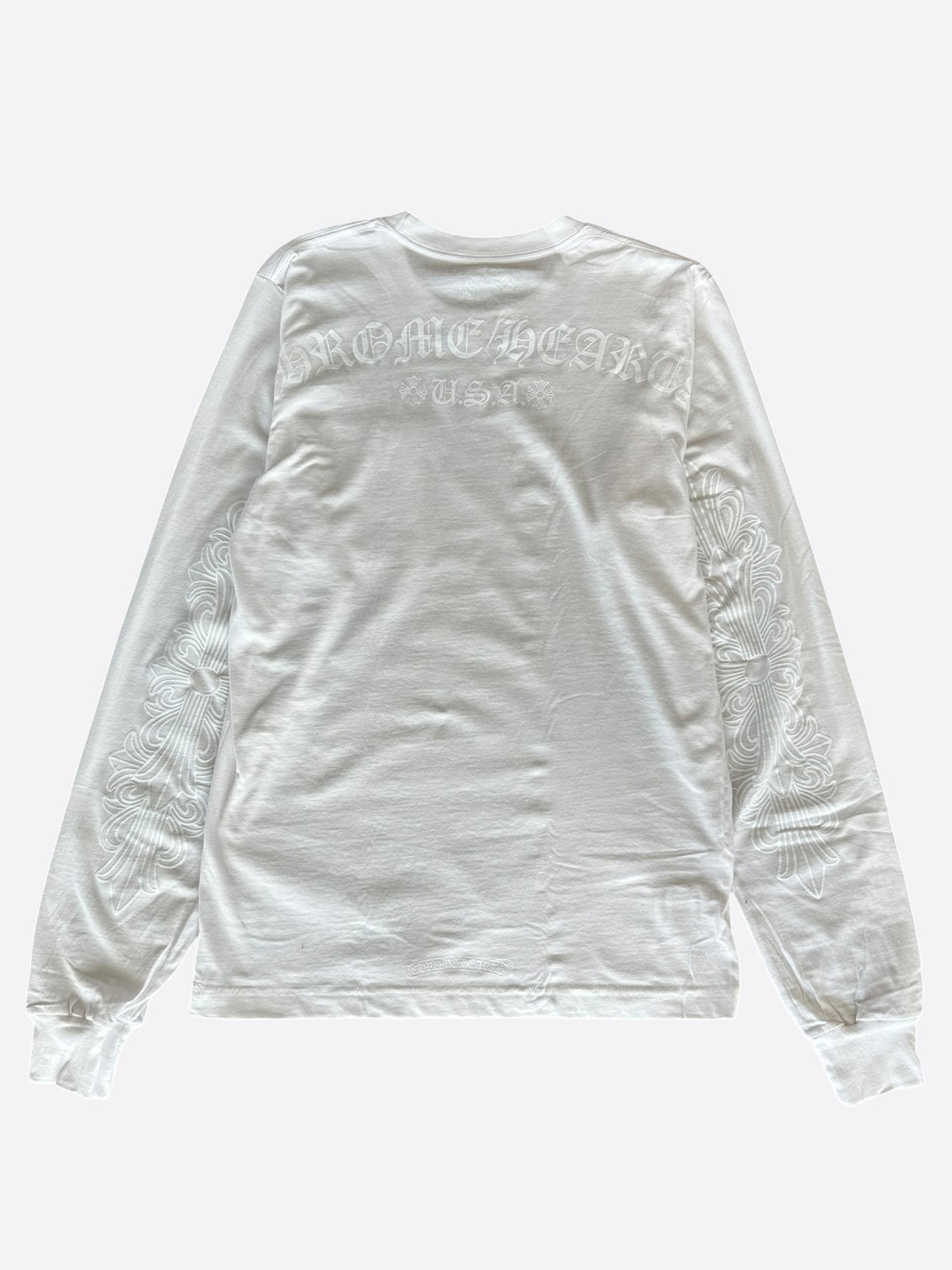 Chrome Hearts White Floral Logo Longsleeve T-Shirt