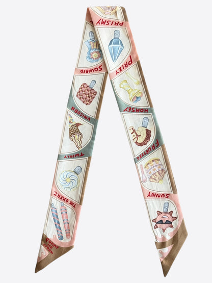 Hermes Cream & Pink Funny Ice Cream Twilly
