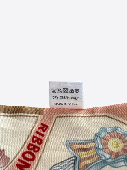 Hermes Cream & Pink Funny Ice Cream Twilly