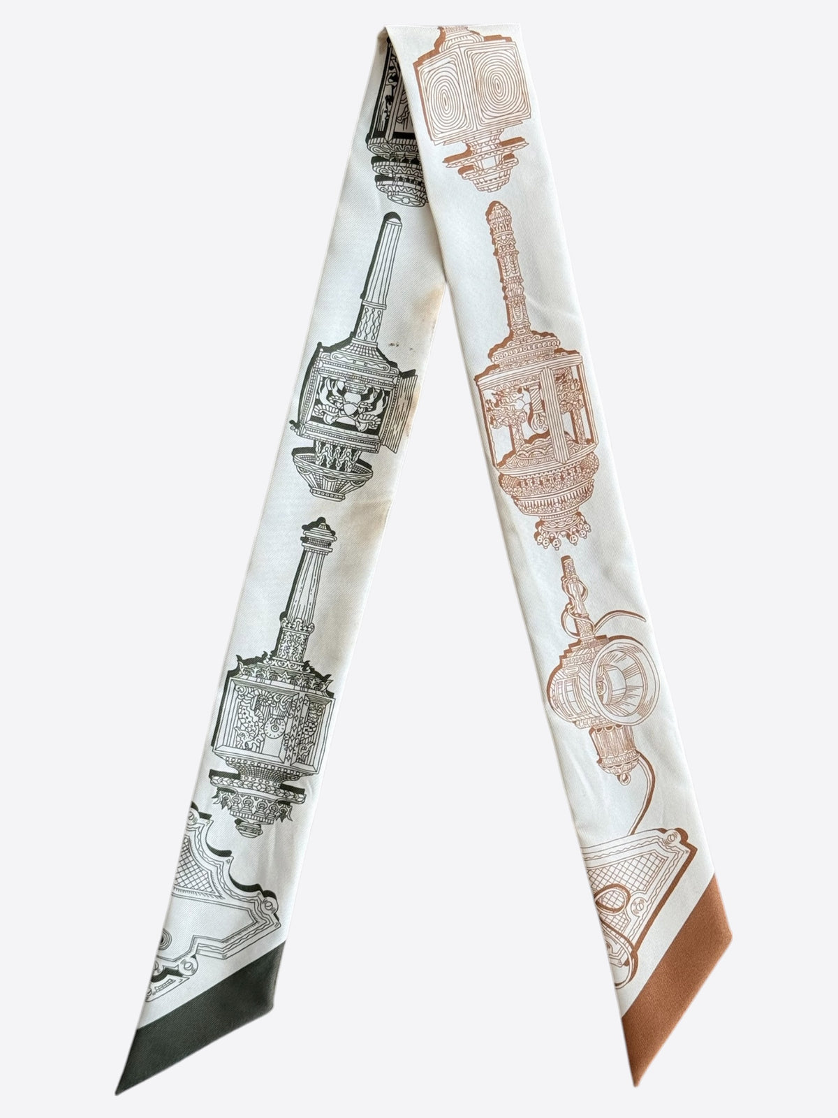 Hermes White & Brown Merveilleuses Lanternes Twilly