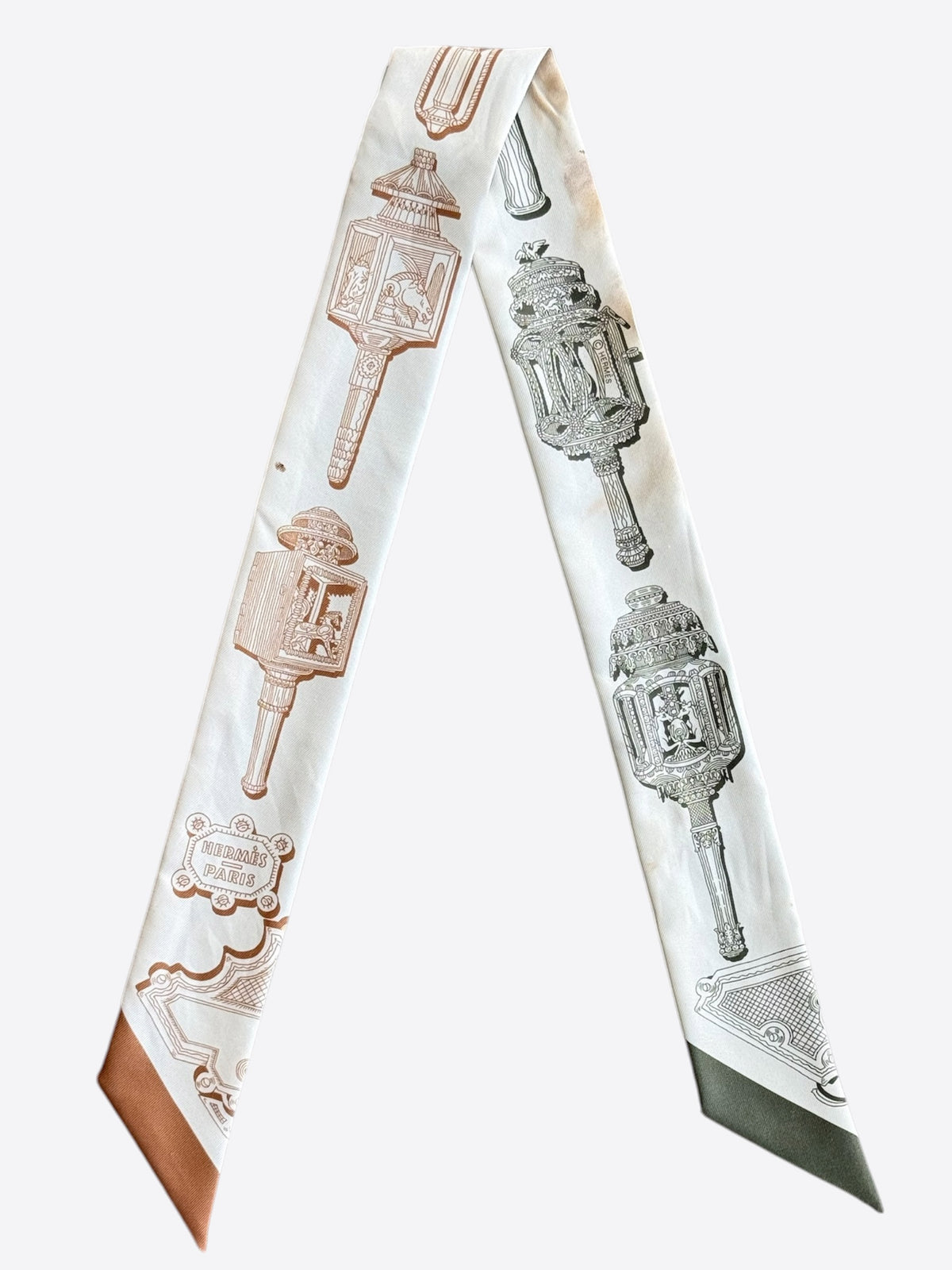 Hermes White & Brown Merveilleuses Lanternes Twilly