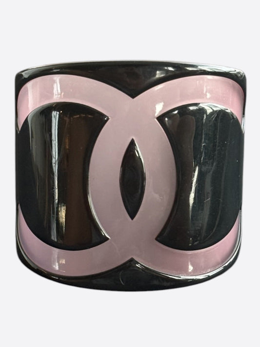 Chanel Black & Pink CC Logo Cuff Bracelet