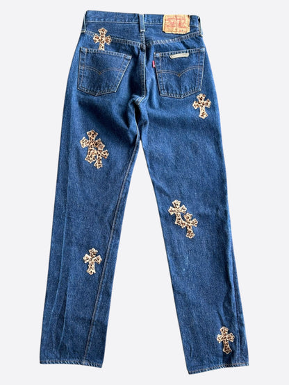 Chrome Hearts Levis Blue Cheetah Patch Women's Jeans