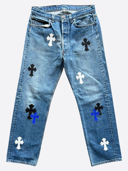Chrome Hearts Levis Blue Multicolor Cross Patch Jeans
