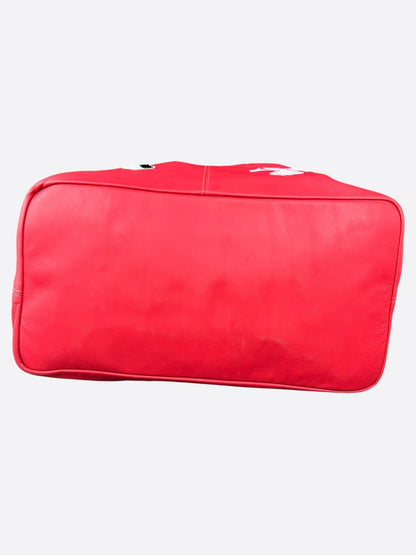 Chrome Hearts Red Leather Cross Patch Tote Bag