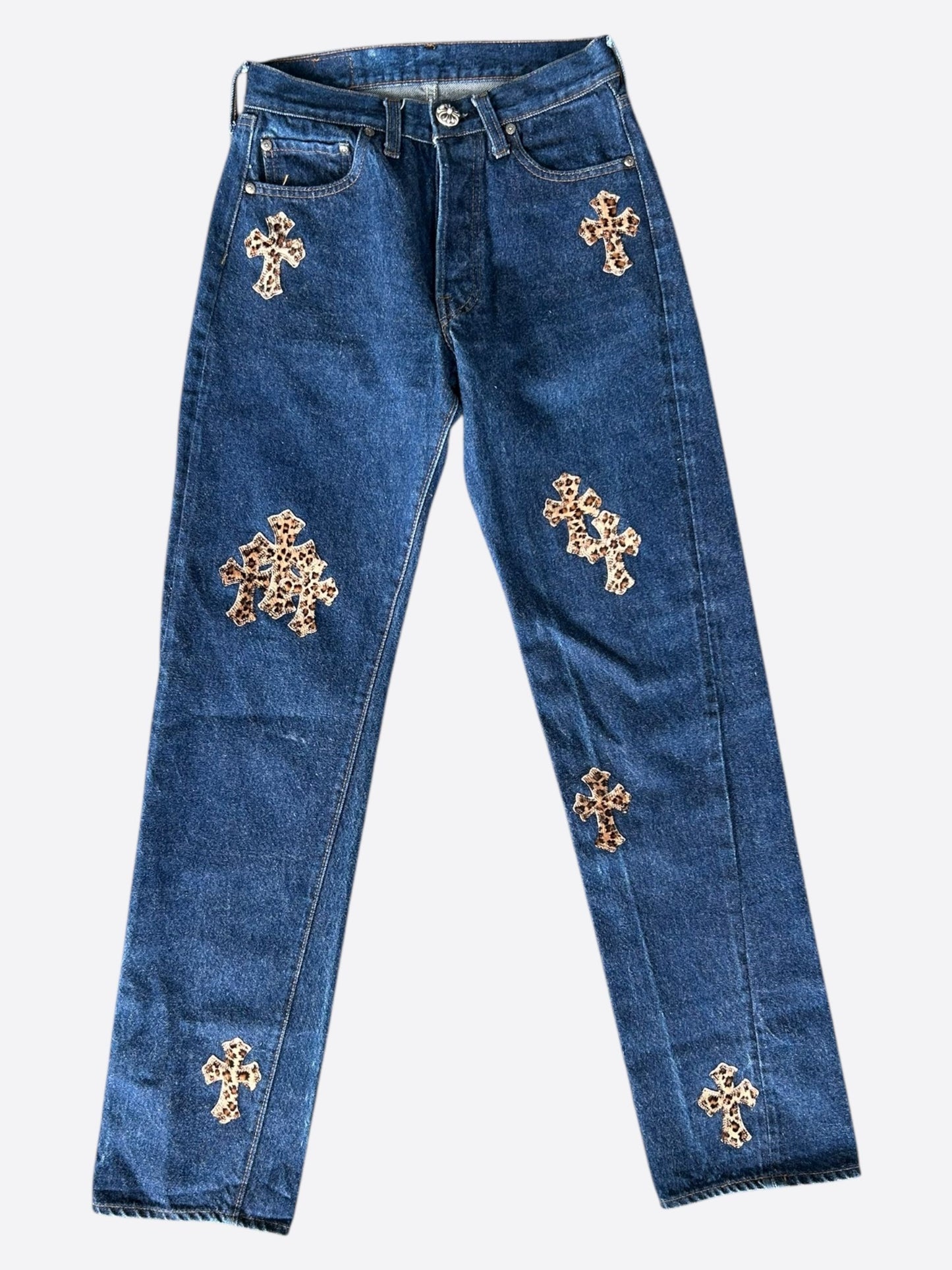 Chrome Hearts Levis Blue Cheetah Patch Women's Jeans