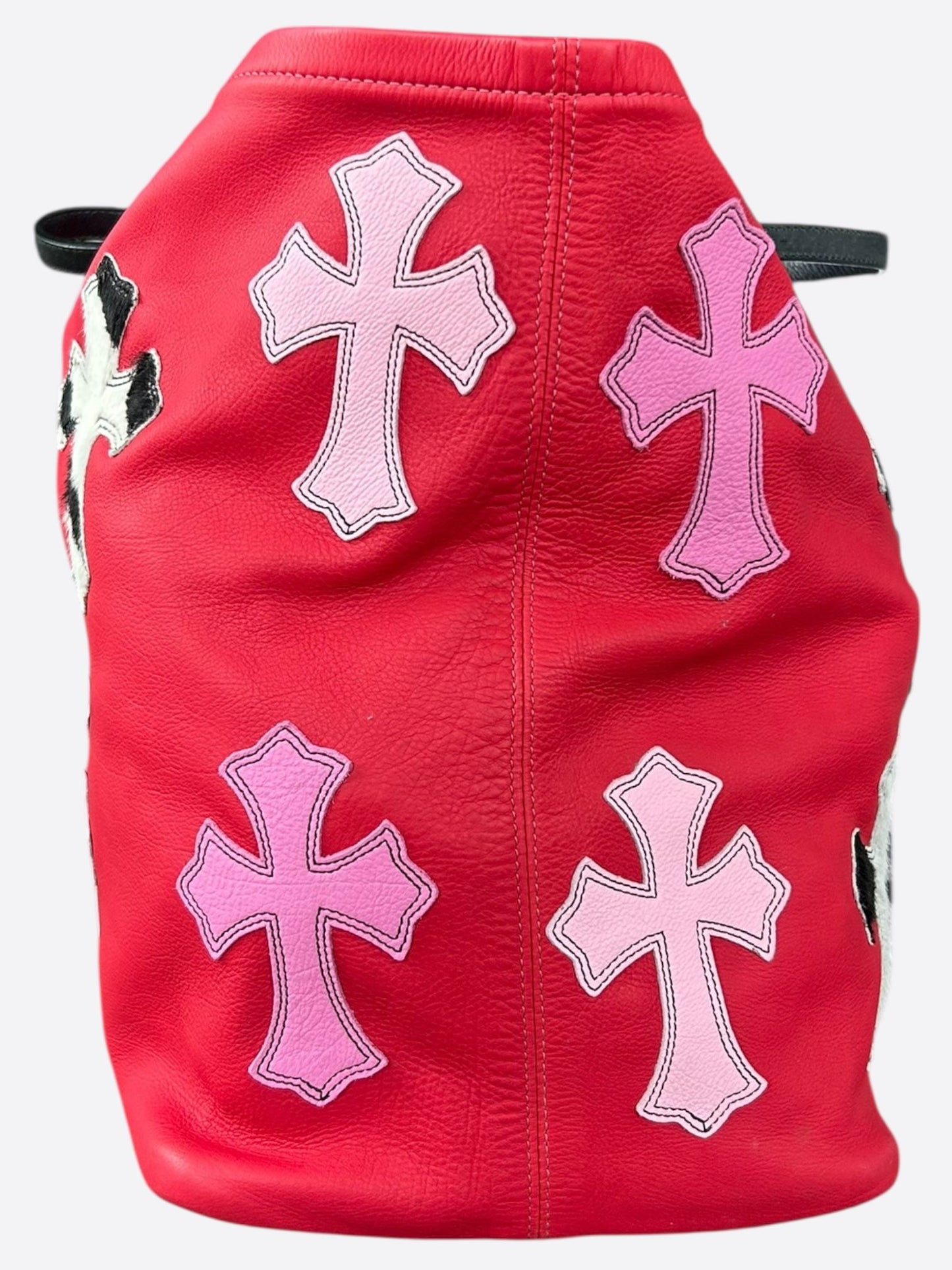 Chrome Hearts Red Leather Cross Patch Tote Bag