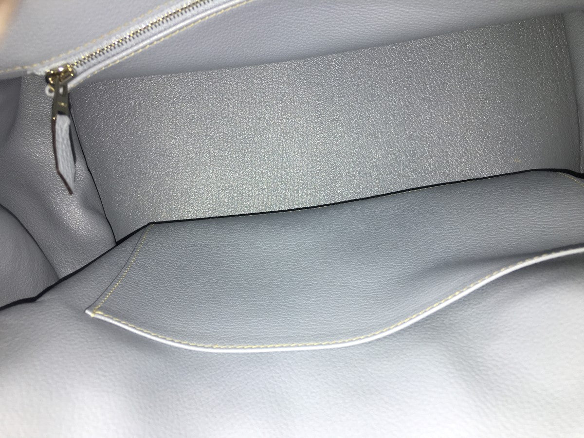 Birkin 35 leather handbag Hermès Blue in Leather - 32073683