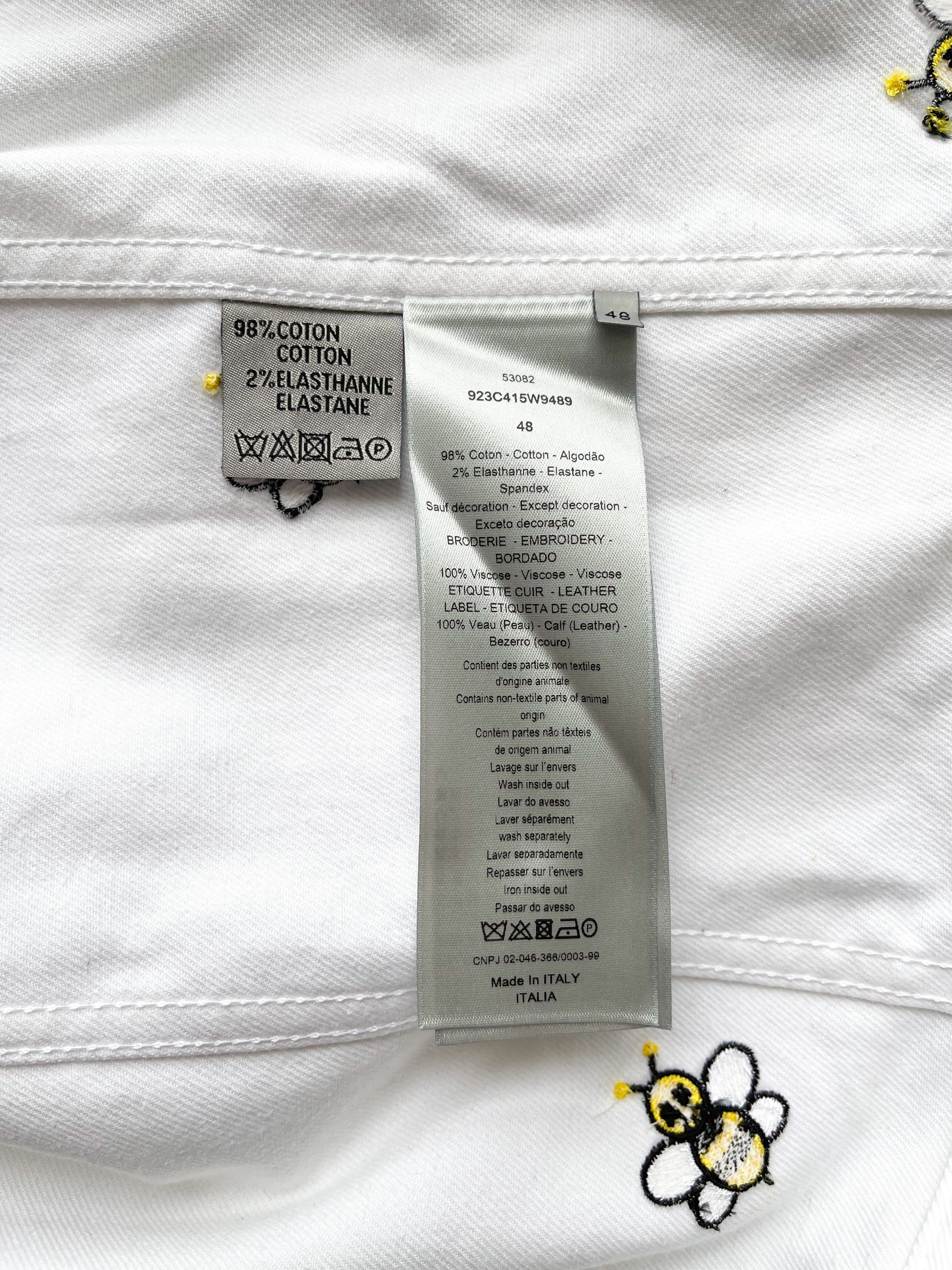 RARE Dior x Kaws Bees White Denim Jacket size 52