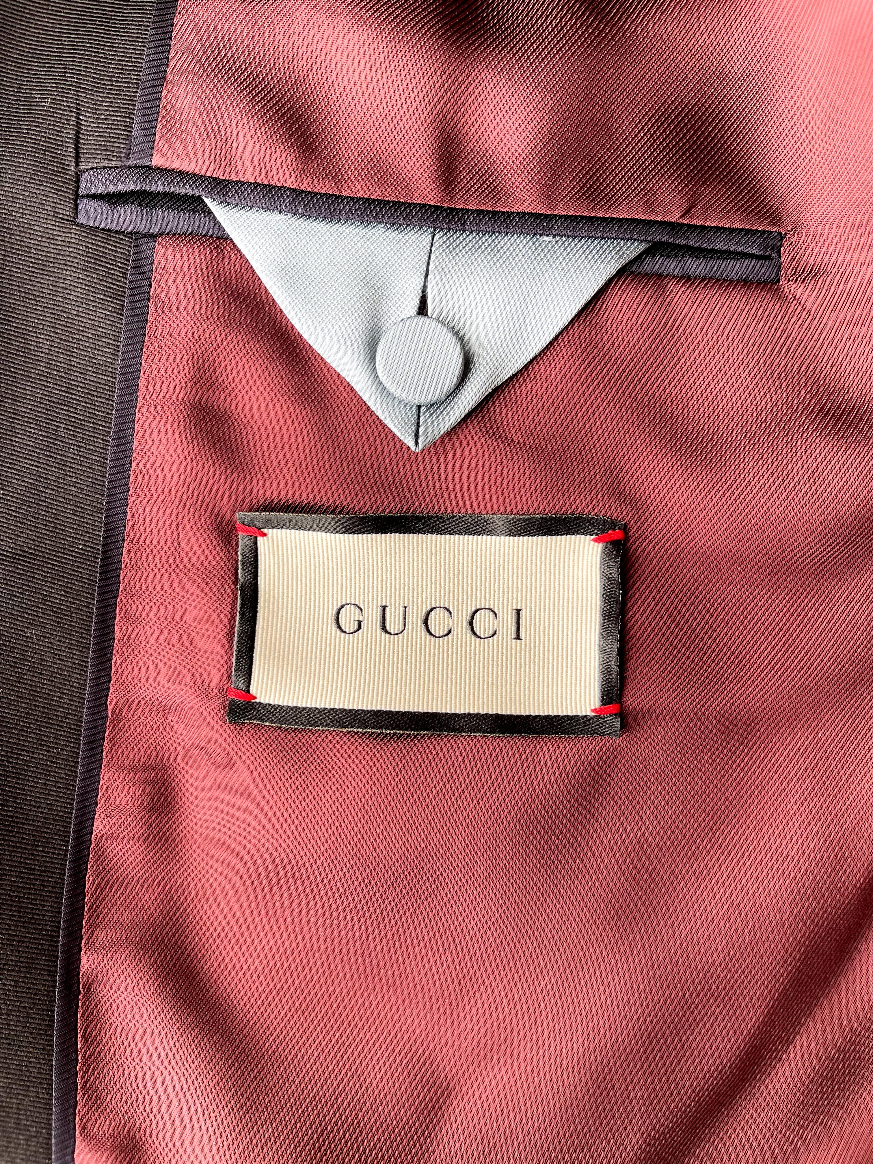 Gucci Black Velvet Logo Label Blazer