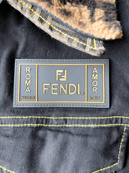 Fendi Fur Trim Denim Jacket