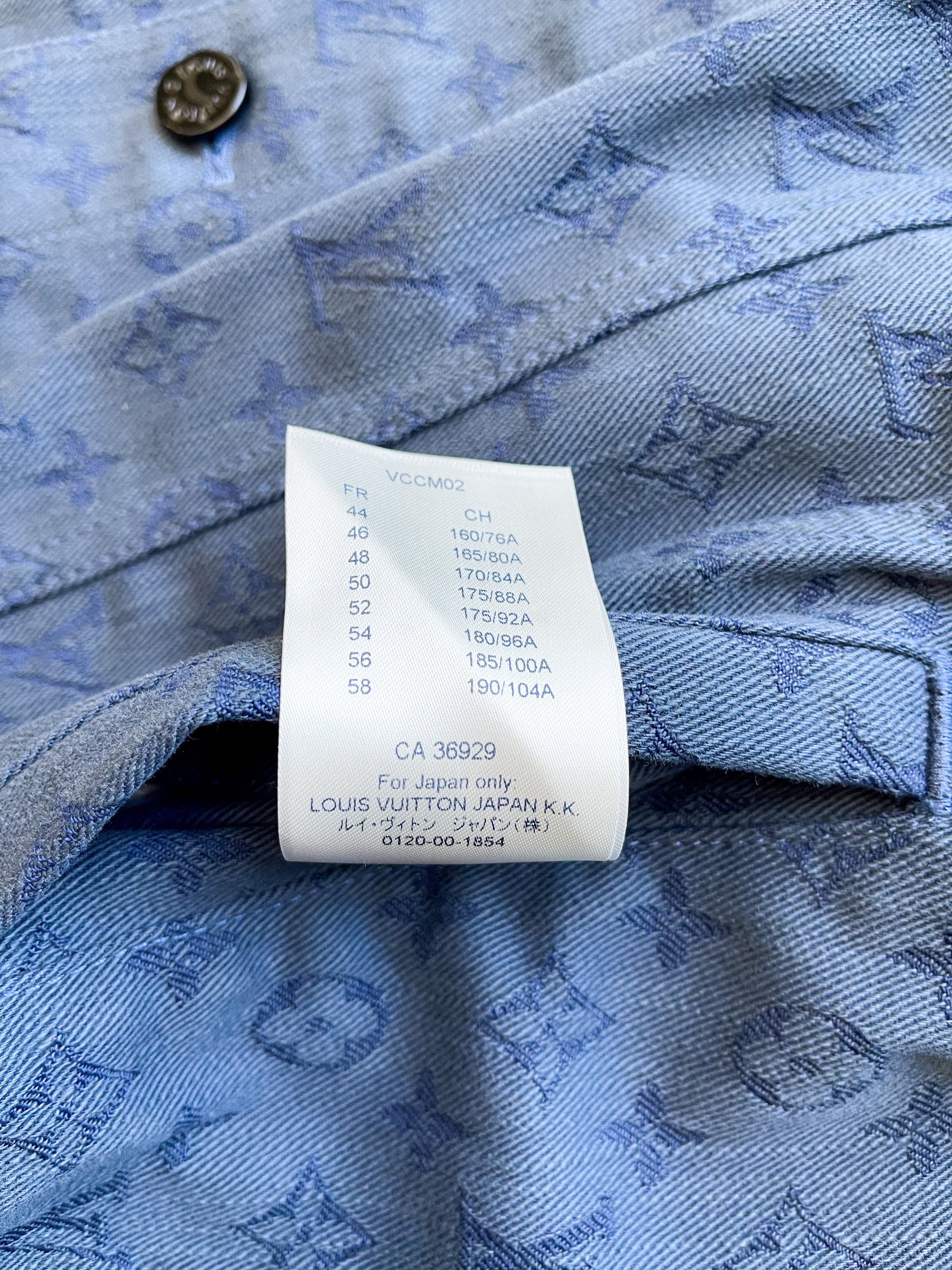 Louis Vuitton Monogram Denim Jacket Men’s size 54 Blue