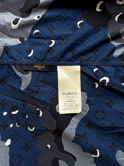 Louis Vuitton Blue Camo Button Up Shirt