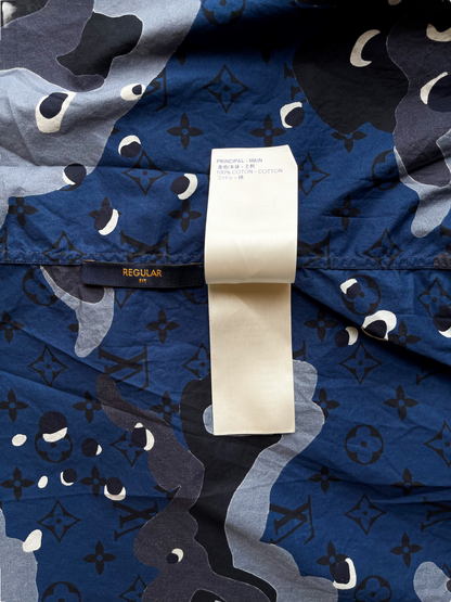 Louis Vuitton Blue Camo Button Up Shirt