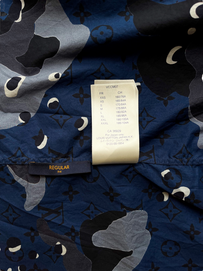 Louis Vuitton Blue Camo Button Up Shirt