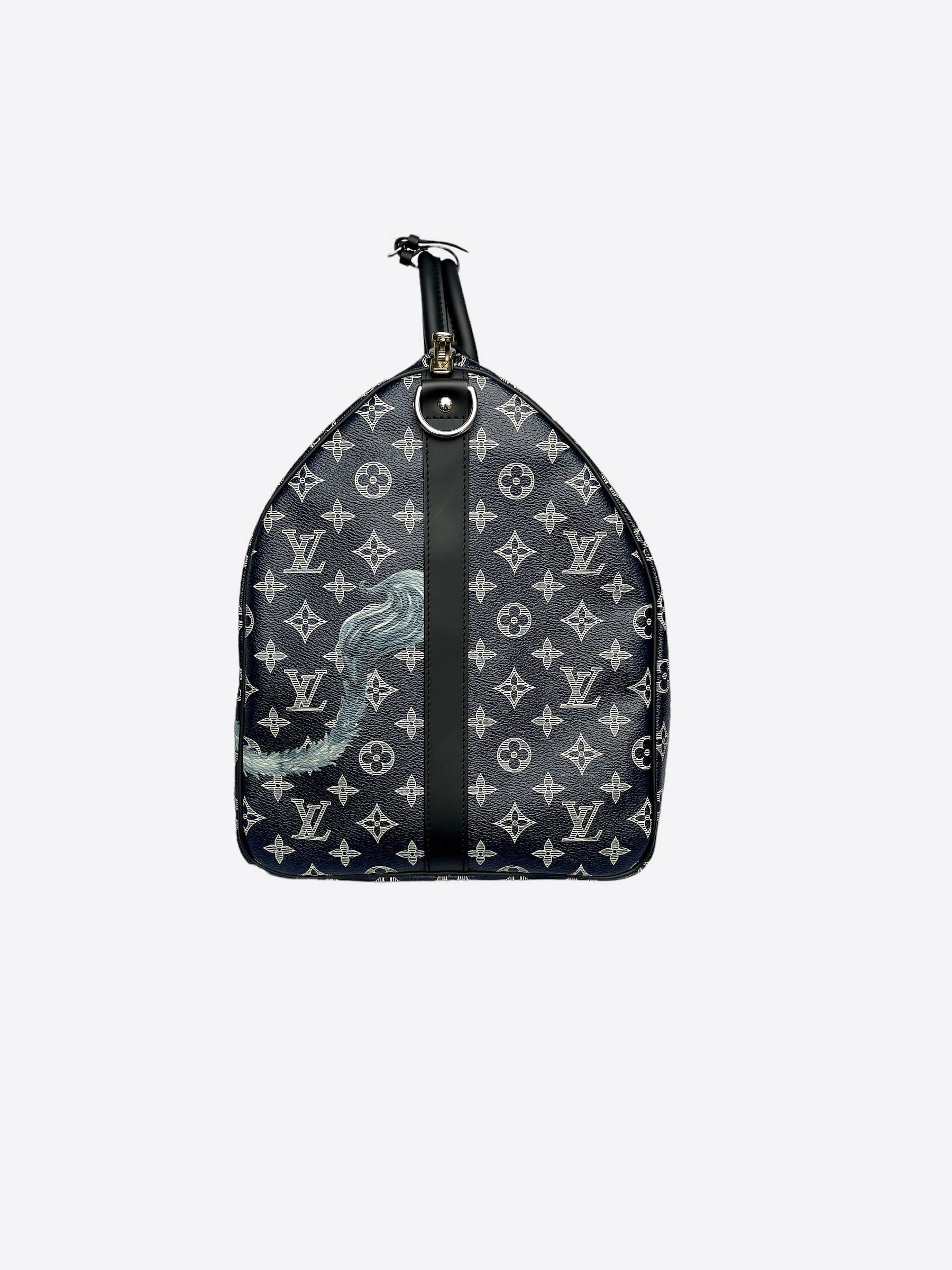 LOUIS VUITTON Savane Monogram Lion Chapman Keepall Bandouliere 55 ❤  liked on Polyvore featuring bags and luggage