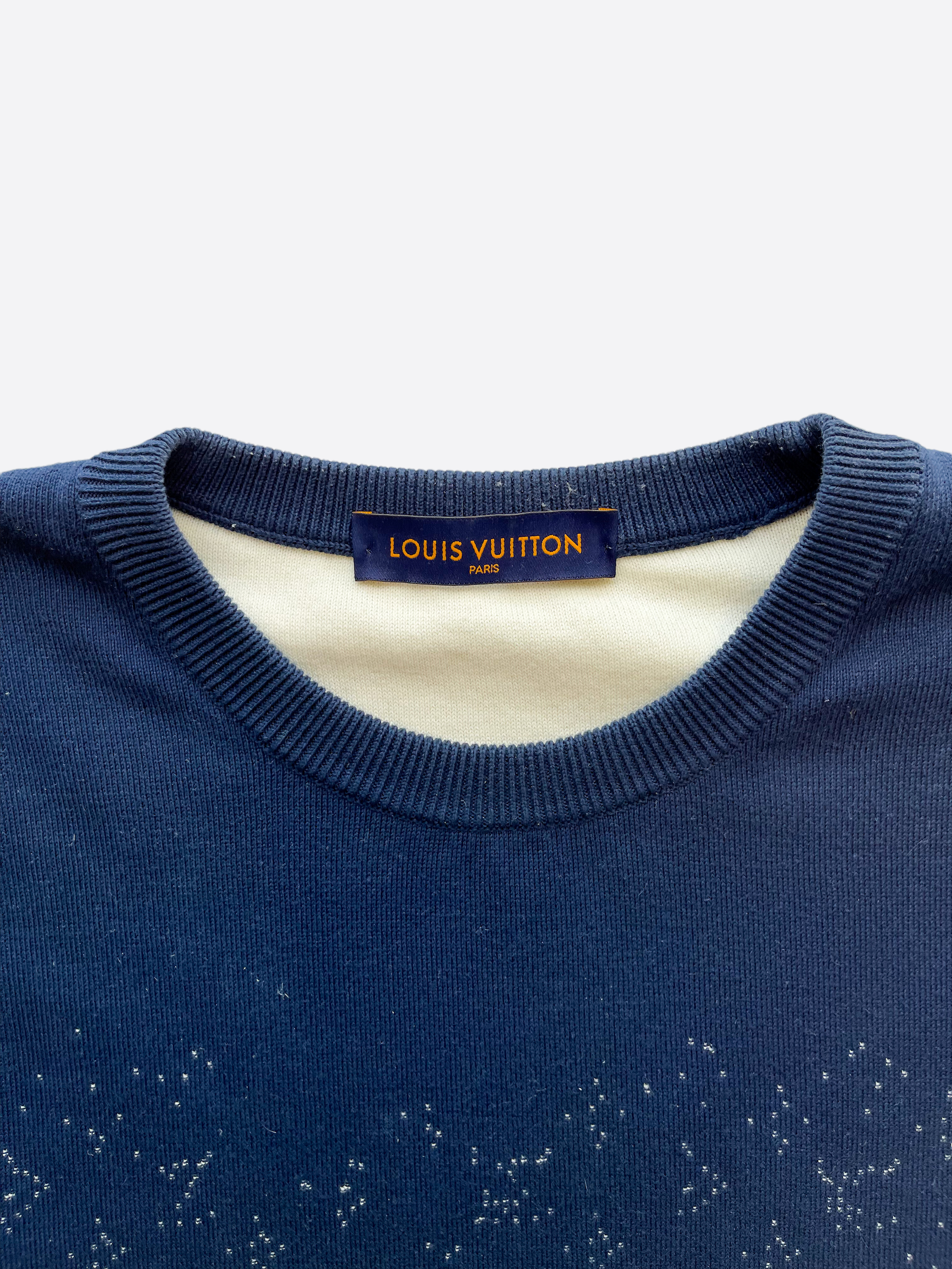 Louis Vuitton Black & Blue Half Monogram Cashmere Sweater – Savonches