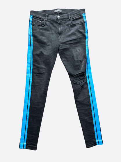 Amiri Blue Stripe Distressed Track Denim