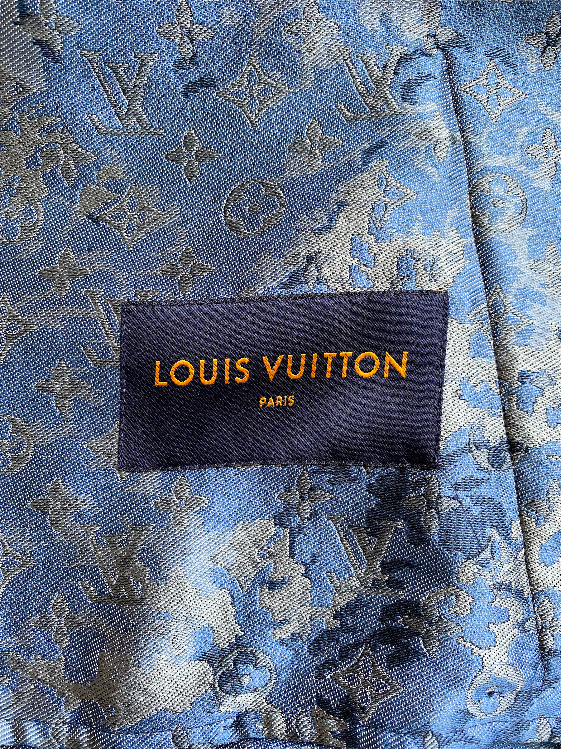 Louis Vuitton Navy Blue Monogram Print Denim Jacket L Louis Vuitton