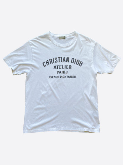 Dior White Atelier Faded Logo Tee