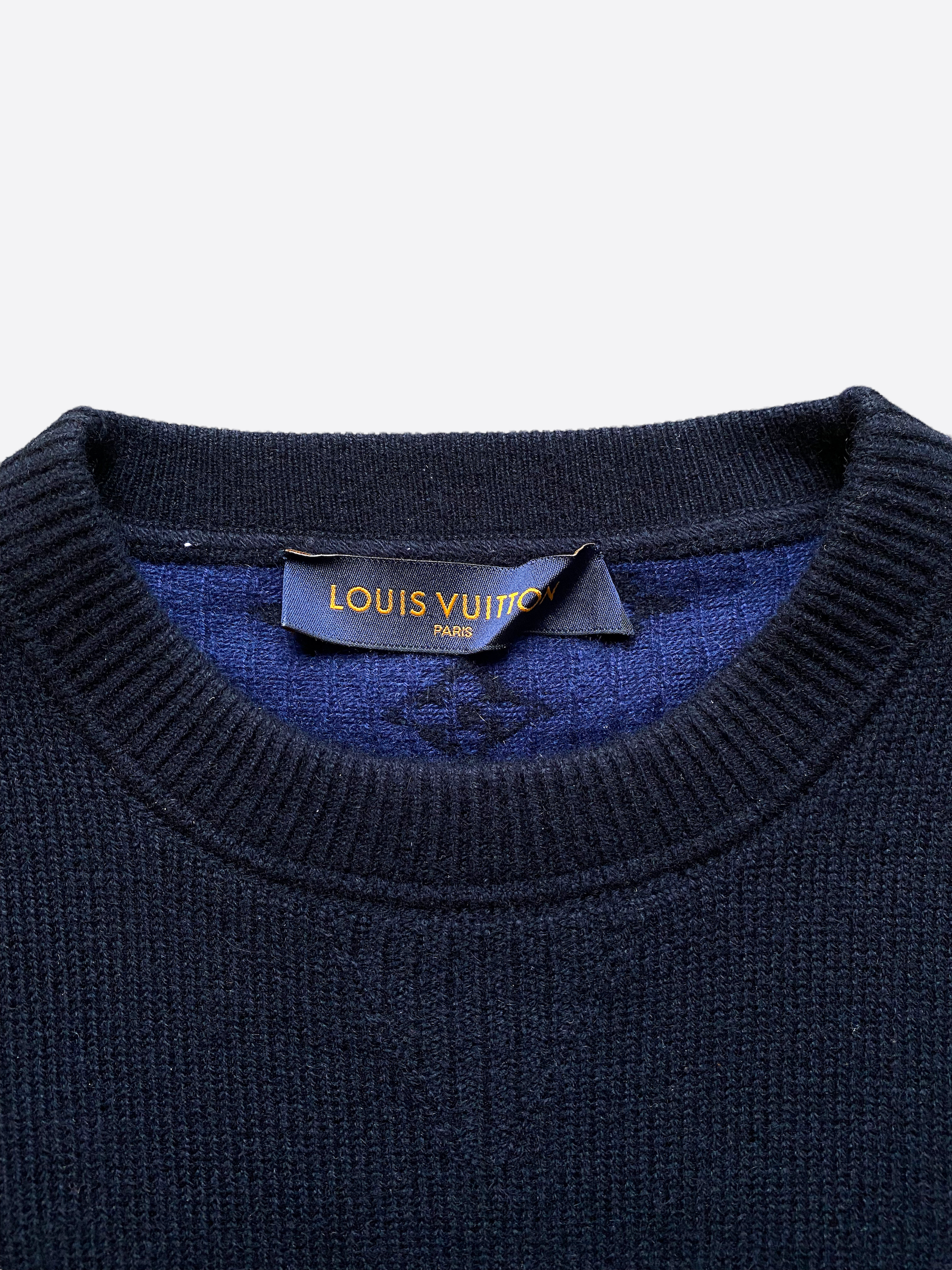 Louis Vuitton  Blue  White LV Intarsia Sweater  VSP Consignment