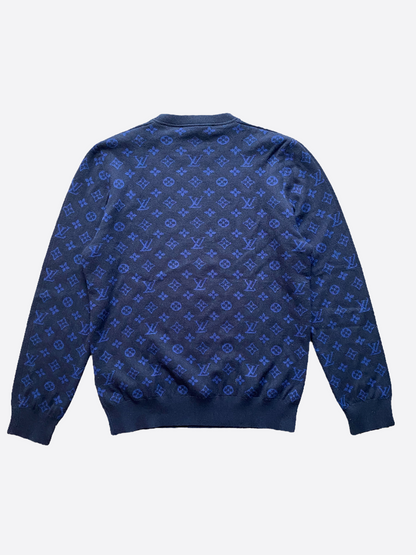 Louis Vuitton Black & Blue Half Monogram Cashmere Sweater