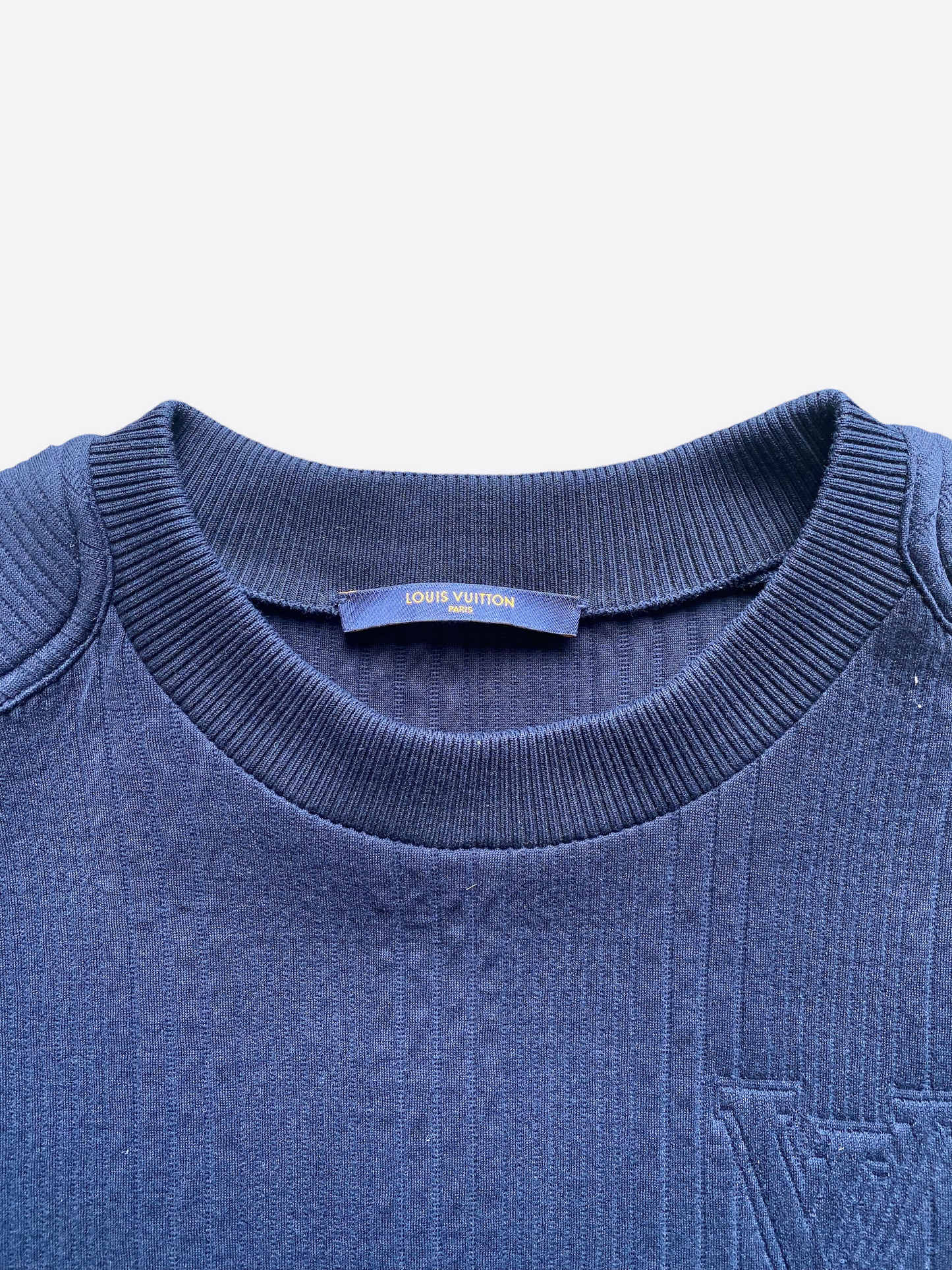 Louis Vuitton SS16 Rag Knit Sweater Navy blue Cotton ref.437897