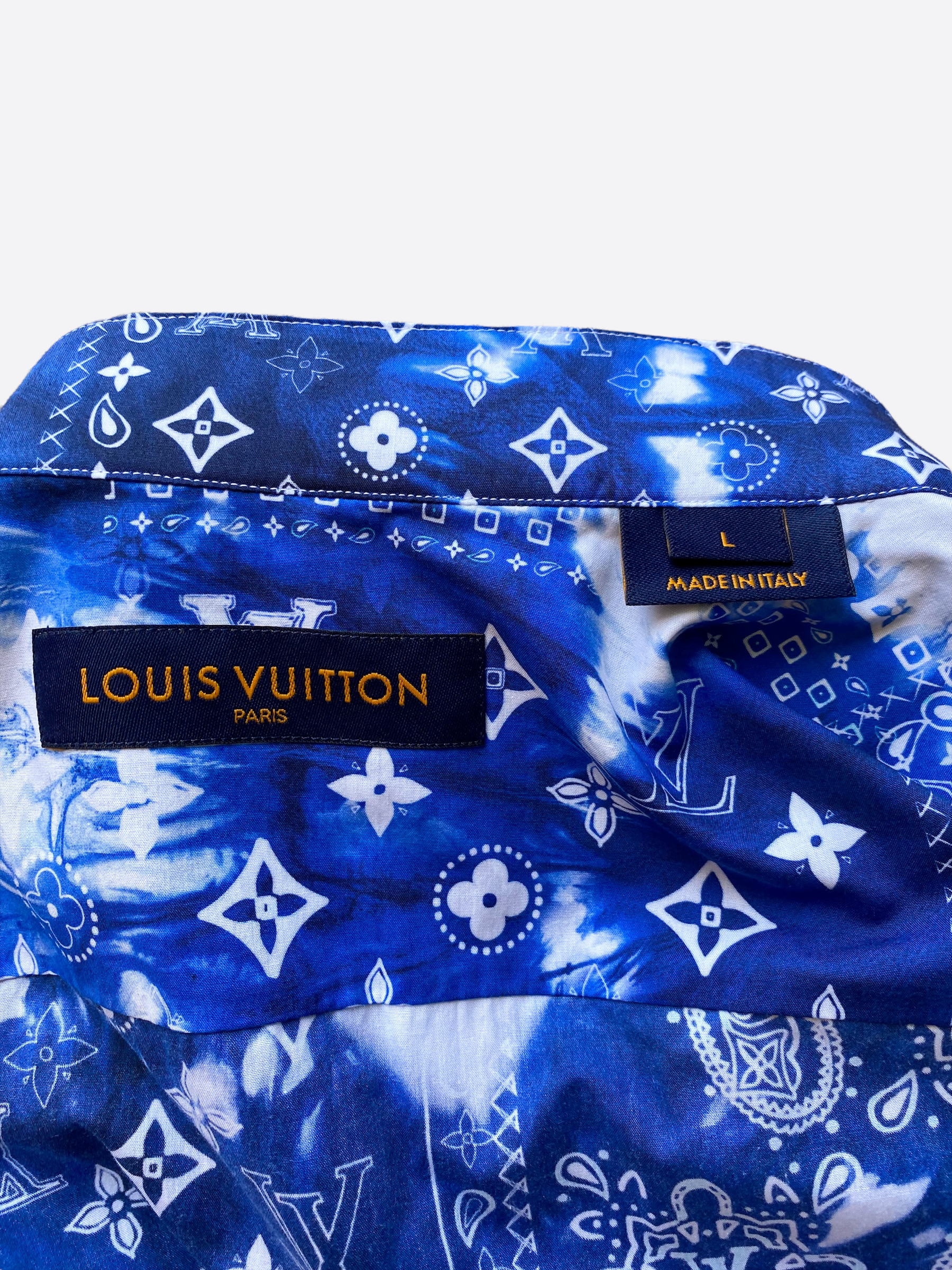 Louis Vuitton Blue Monogram Watercolor Cotton And Silk Bandana