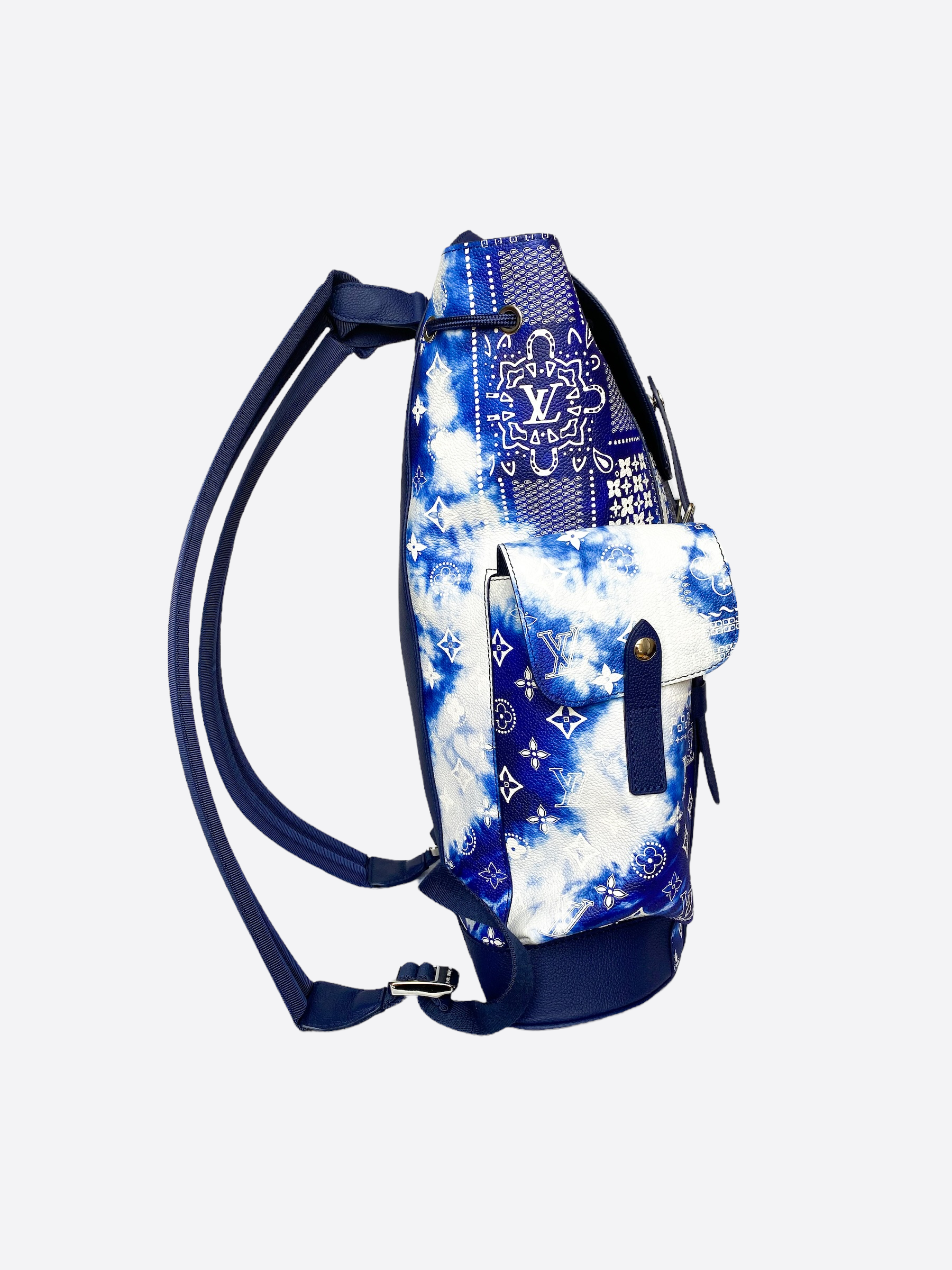 Louis Vuitton Christopher MM Backpack Bag Bandana Blue M20554