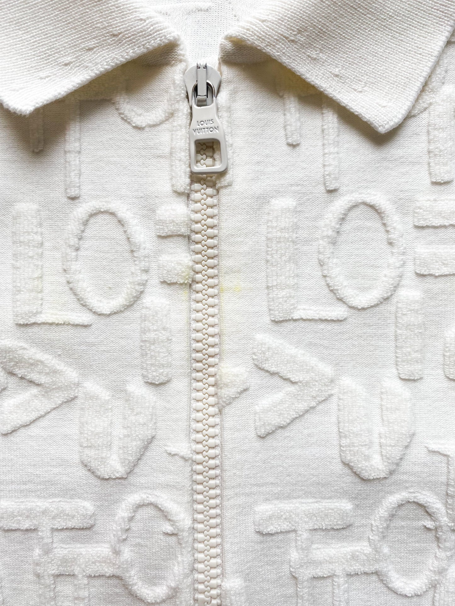 Louis Vuitton White Letter Zip Up Polo T-Shirt