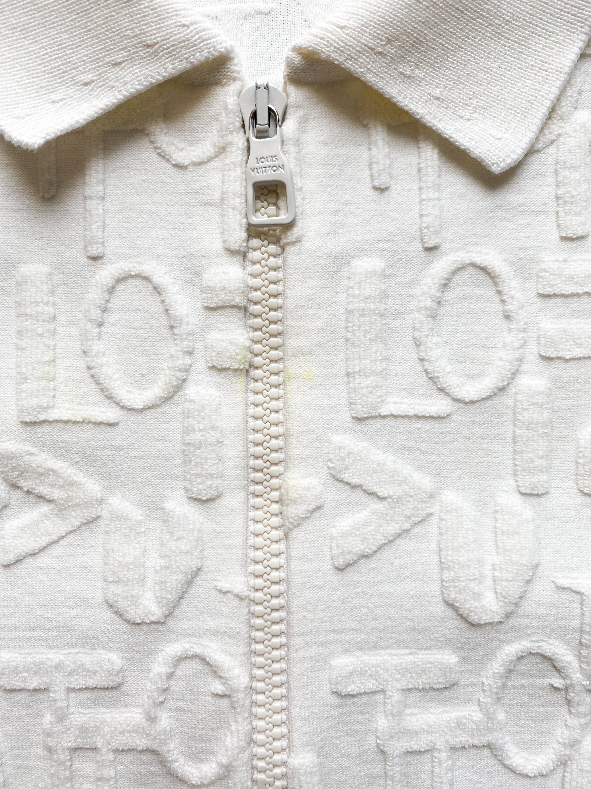 Louis Vuitton White Letter Zip Up Polo