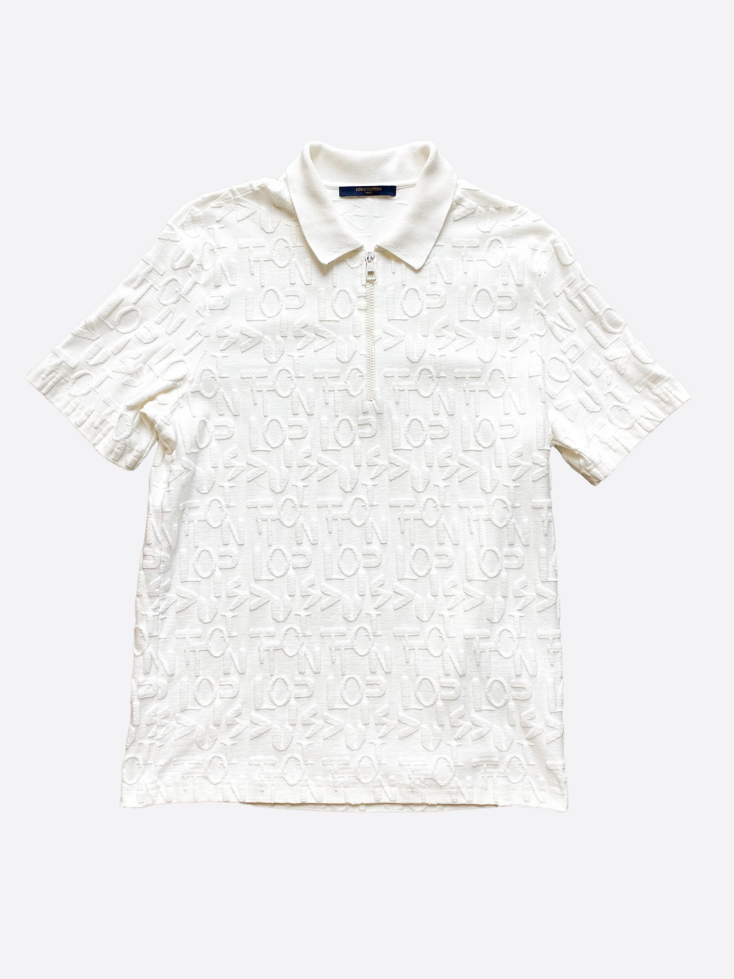 Louis Vuitton White Letter Zip Up Polo T Shirt Savonches