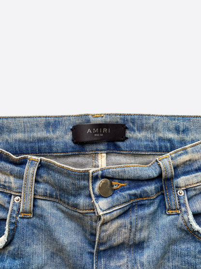 Amiri Logo Applique Blue Distressed Denim