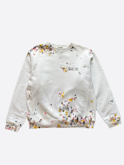 Dior Paint Splatter Embroidered Logo Sweater