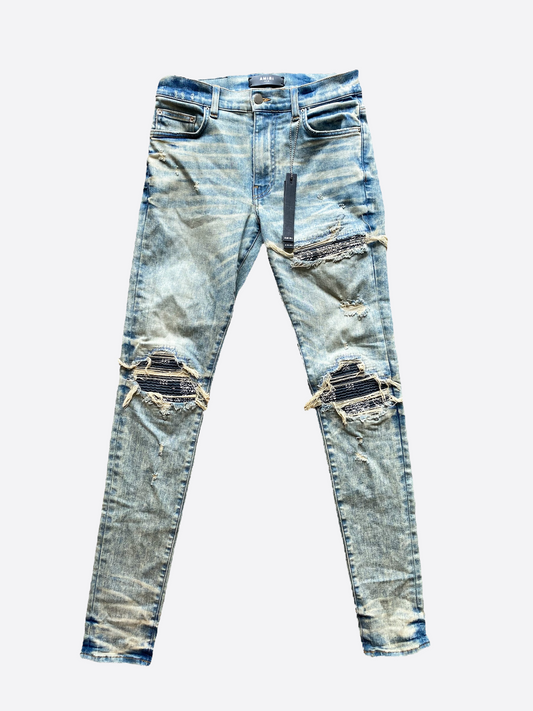 Amiri Blue Bandana Patch Mx1 Distressed Jeans