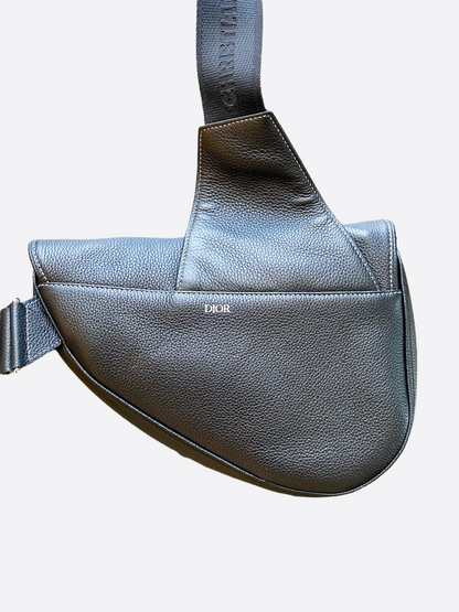 Dior Stussy Black Bee Logo Saddle Bag