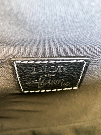 Dior Stussy Black Bee Logo Saddle Bag