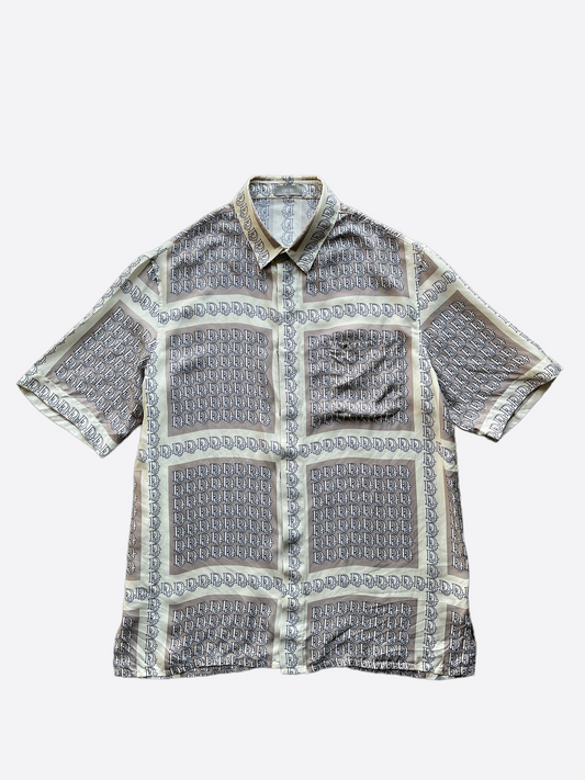 Dior Oblique Silk Short Sleeve Button Up Shirt