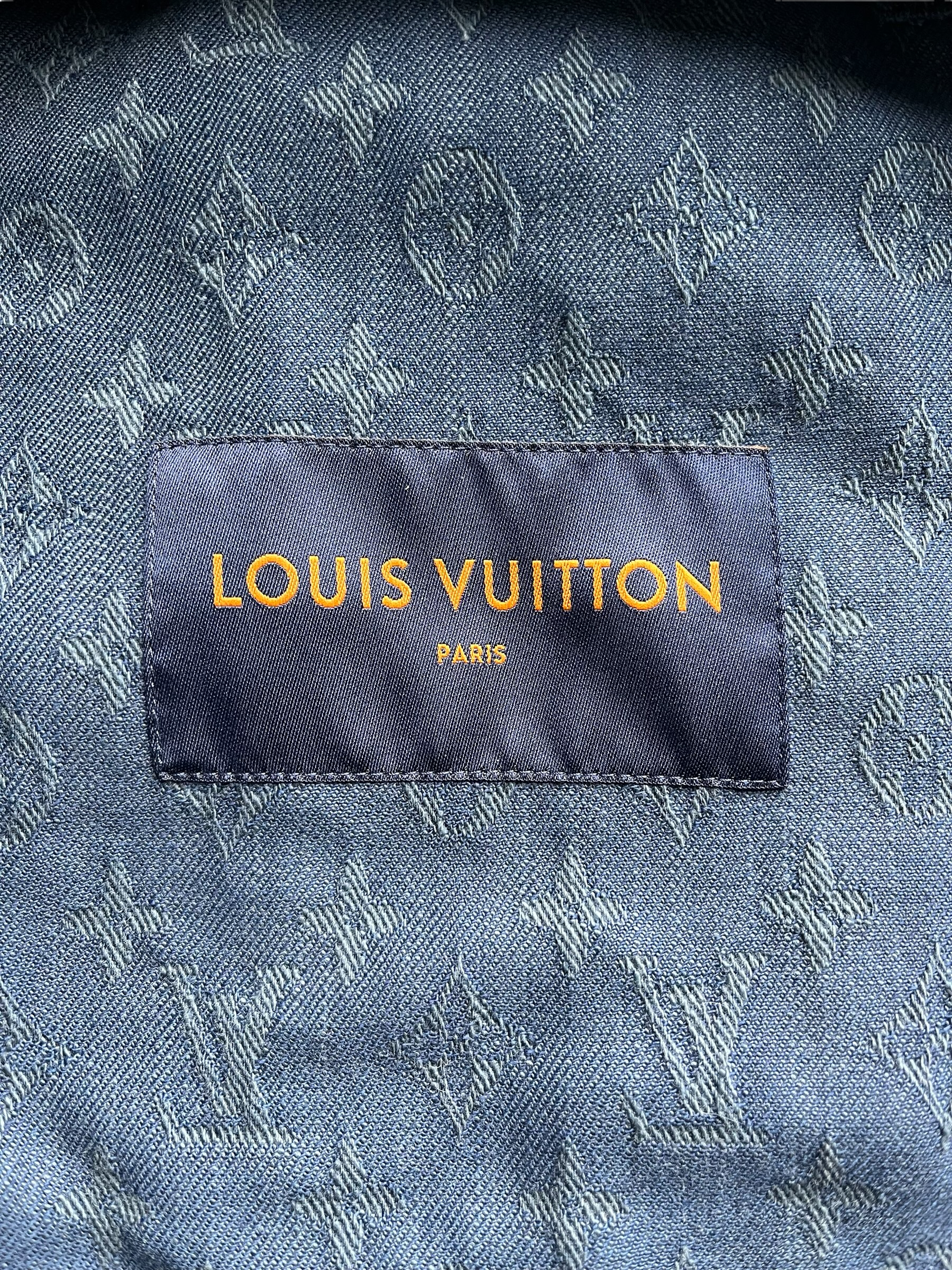 Louis Vuitton Blue Logo Monogram Denim Button Front Jacket L Louis Vuitton