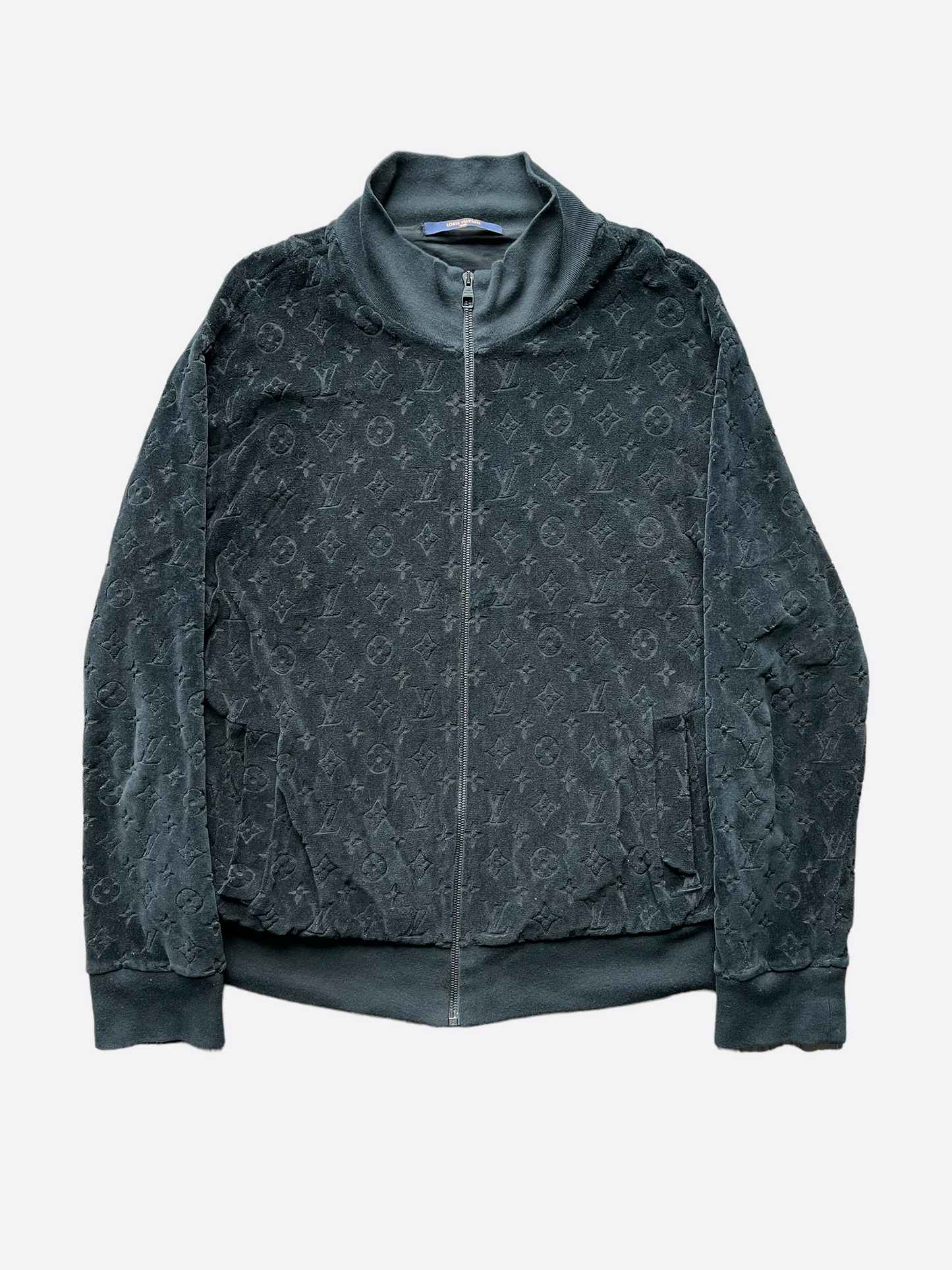 Louis Vuitton Black Velour Monogram Track Jacket