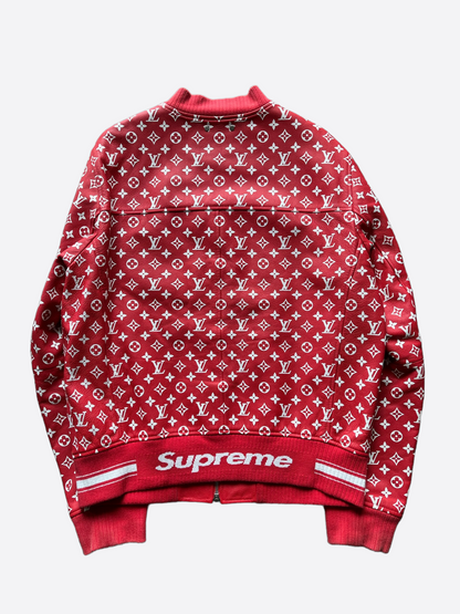 Louis Vuitton Supreme Red Leather Monogram Bomber Jacket