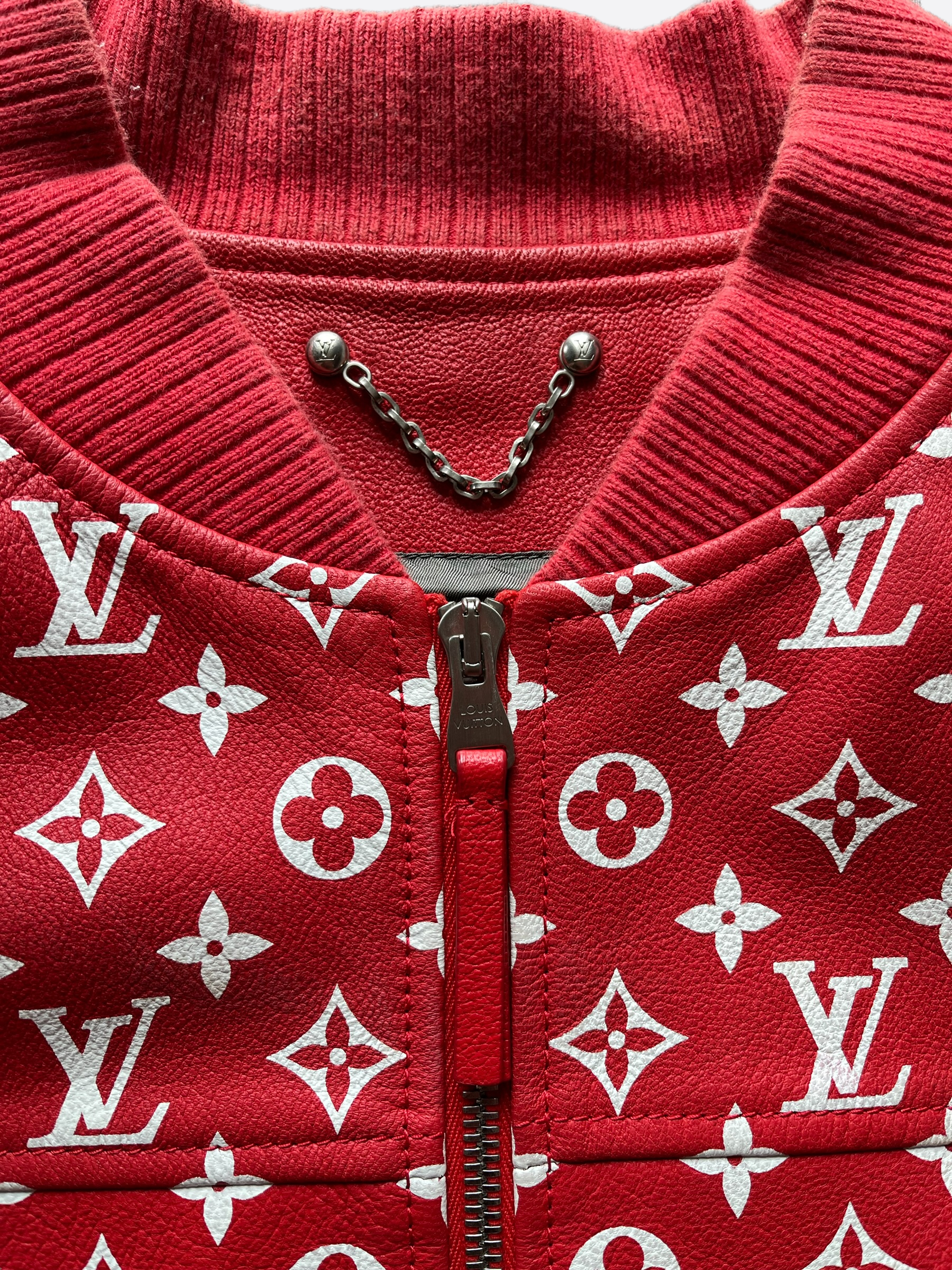 Red Louis Vuitton Supreme Bomber Jacket Louis Vuitton X Supreme