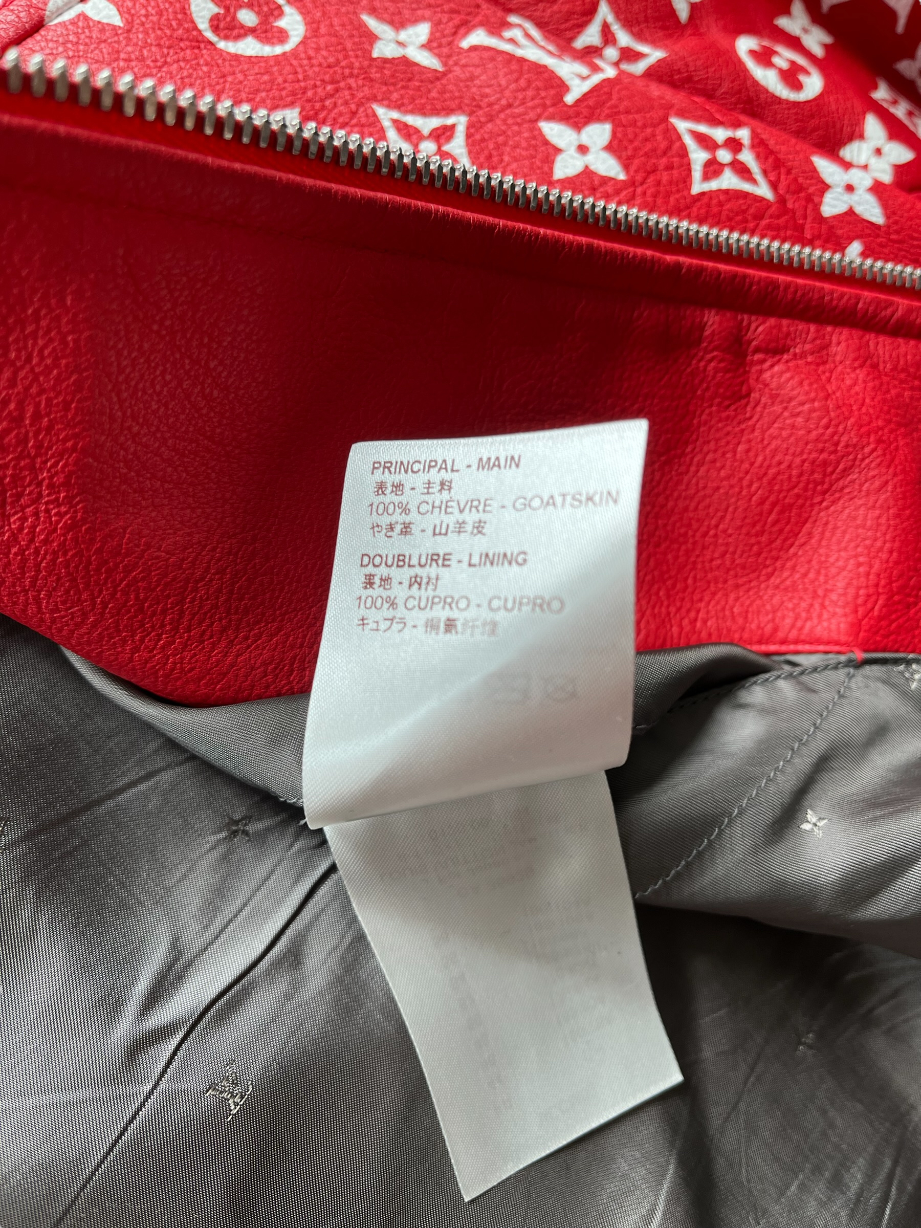 Louis Vuitton X Supreme Red Monogrammed Leather Bomber Jacket M Louis  Vuitton