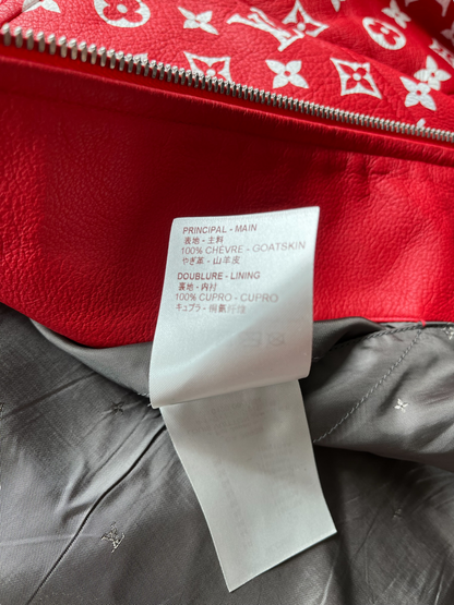 Louis Vuitton Supreme Red Leather Monogram Bomber Jacket