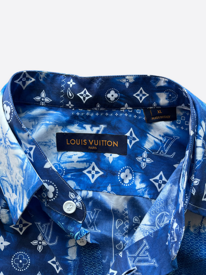 Louis Vuitton Blue Monogram Bandana Button Up Shirt